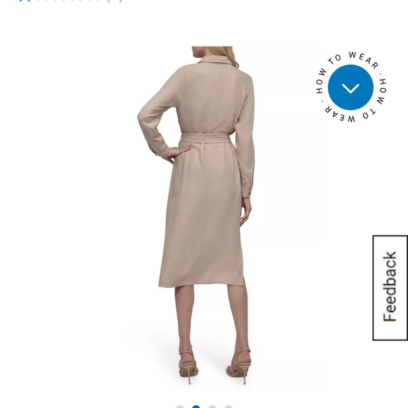 DKNY Beige Belted Midi Dress - Picture 2 of 3